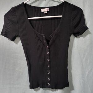 Black Button-Up Crop Top